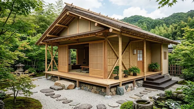 rumah bambu jepang - ilustrasi berita Menyelami Ragam Rumah Bambu Jepang: Dari Minimalis hingga Struktur Dua Lantai