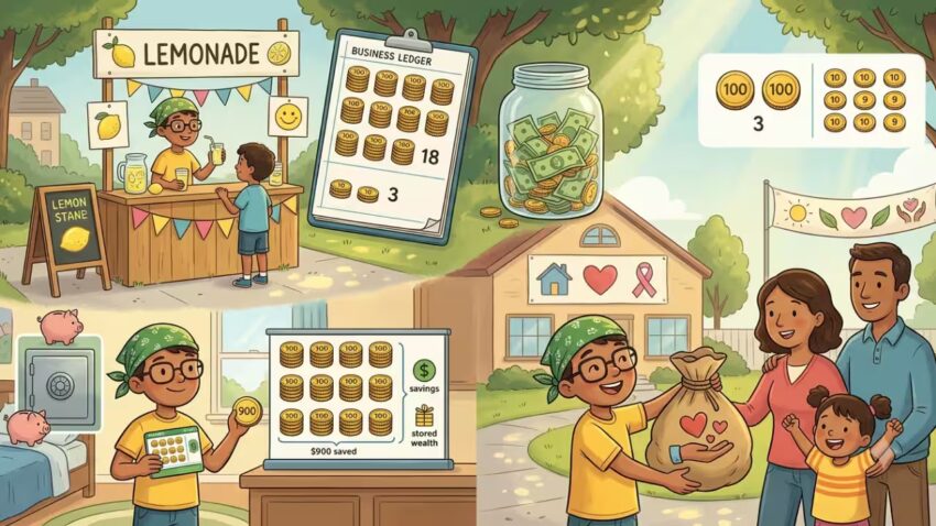 usaha limun pilar - ilustrasi berita Usaha limun Pilar tumbuh jadi bisnis $1.830, ia menabung dan menyumbang untuk…